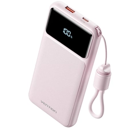 Powerbank 10000mAh Vention XGYP0-39-TY/ 22.5W/ Rosa/ Incluye Cable USB Tipo-C_0