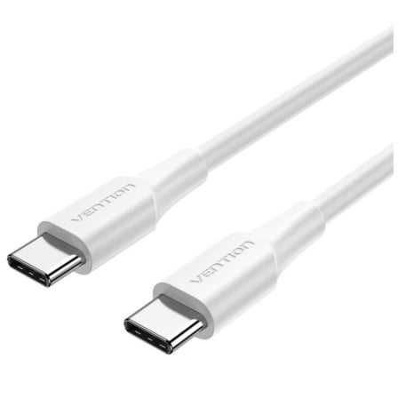 Cable USB 2.0 Tipo-C 3A Vention TAXWD/ USB Tipo-C Macho - USB Tipo-C Macho/ Hasta 60W/ 480Mbps/ 50cm/ Blanco_0