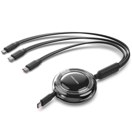 Cable USB Tipo-C 2.0 5A Vention TRKBBE/ USB Tipo-C Macho - 3x USB Tipo-C Macho/ Hasta 100W/ 480Mbps/ 1.1m/ Negro_0