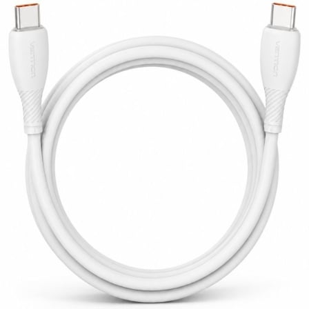 Cable USB 2.0 Tipo-C Vention TRWWH/ USB Tipo-C Macho - USB Tipo-C Macho/ Hasta 100W/ 480Mbps/ 2m/ Blanco_0