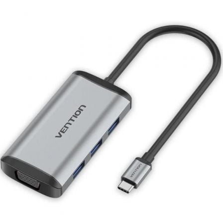 Docking USB Tipo-C Vention TGSHB/ 3xUSB/ 1xHDMI 4K/ 1xVGA/ 1xUSB Tipo-C PD/ Gris_0