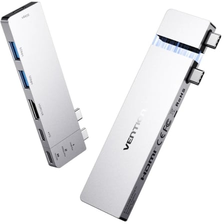 Docking USB Tipo-C Vention THZH0/ 1xHDMI 4K/ 2xUSB/ 2xUSB Tipo-C/ 1xThunderBolt/ 1xUSB Tipo-C PD/ Gris_0