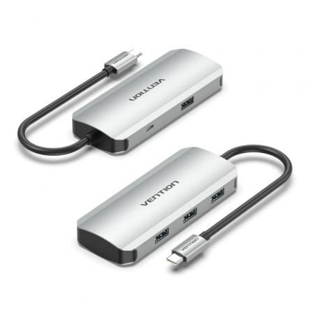 Hub USB Tipo-C Vention / 4xUSB / 1xMicroUSB PD / Preto / TNAHB