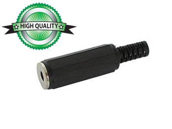 CONECTOR JACK FÊMEA 3,5mm - PLÁSTICO PRETO MONO_0