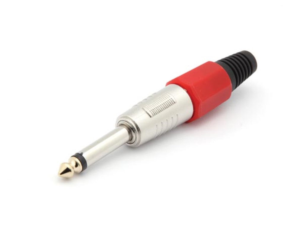 CONECTOR JACK MACHO PROFISSIONAL 6,35mm - MONO - VERMELHO_0