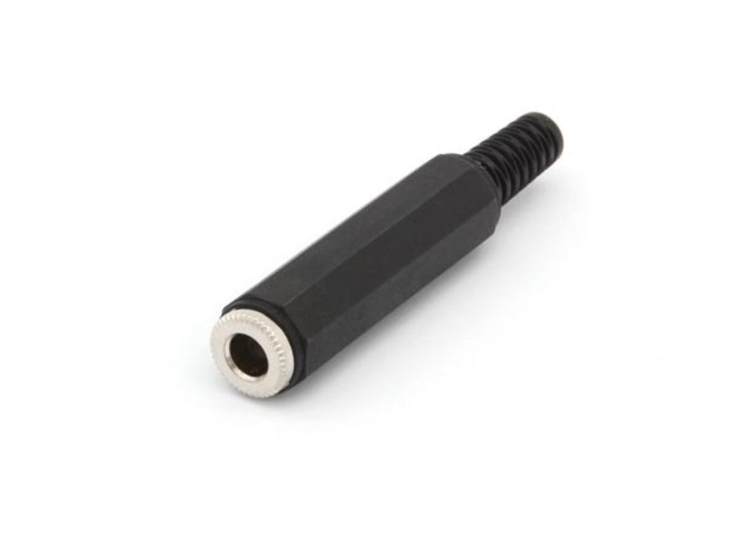 CONECTOR JACK FÊMEA DE NÍQUEL PARA BOTA DE PLÁSTICO 6,35mm - MONO - PRETO_0