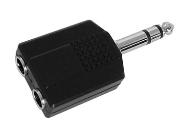TOMADA ESTÉREO DUPLA FÊMEA DE 6,35 mm PARA JACK ESTÉREO MASCULINO DE 6,35 mm_0