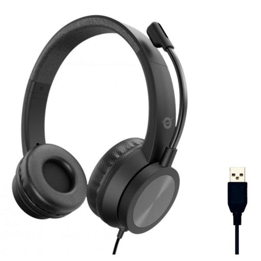 Cuffia Stereo USB Conceptronic / Preto / Microfone com Redução de Ruído e Controlo Remoto - POLONA05B_0
