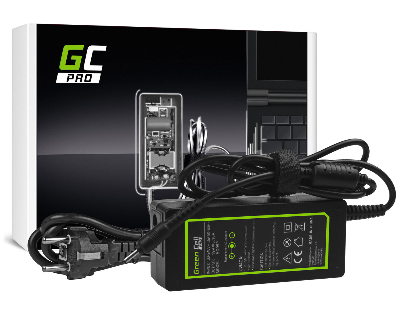 Green Cell PRO Charger / AC Adapter 19V 3.16A 60W for Samsung NP730U3E ATIV Book 5 NP530U4E ATIV Book 7 NP740U3E_0