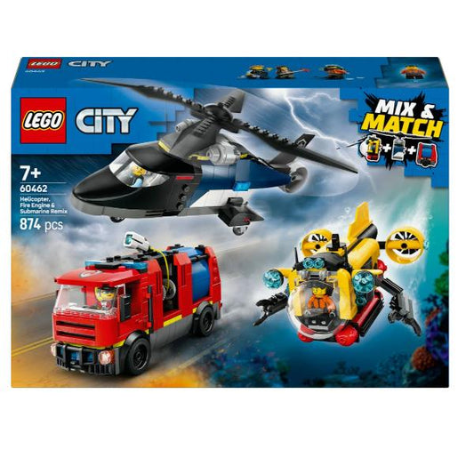 60462 City Kombinationsset mit Hubschrauber, Löschauto und U-Boot, Konstruktionsspielzeug_0