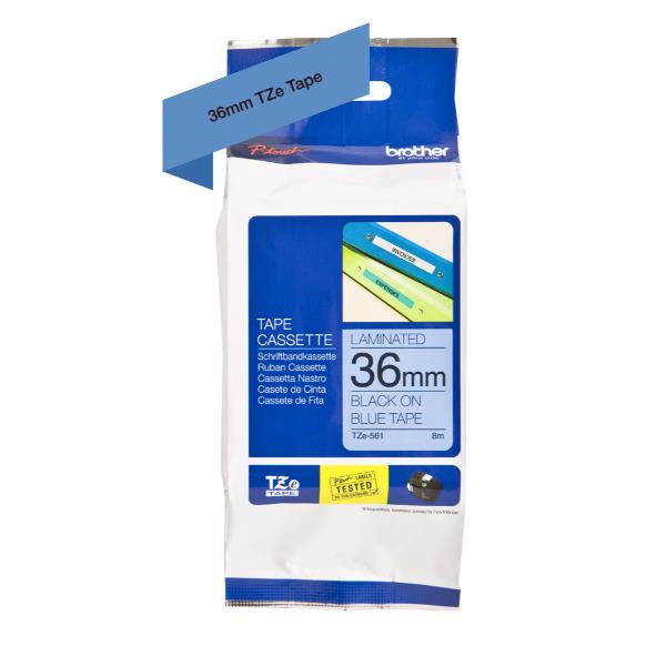 TZe561 LAMINATO DA 36 MM NERO SU FONGO BLU LUNGHEZZA 8 METRI_0