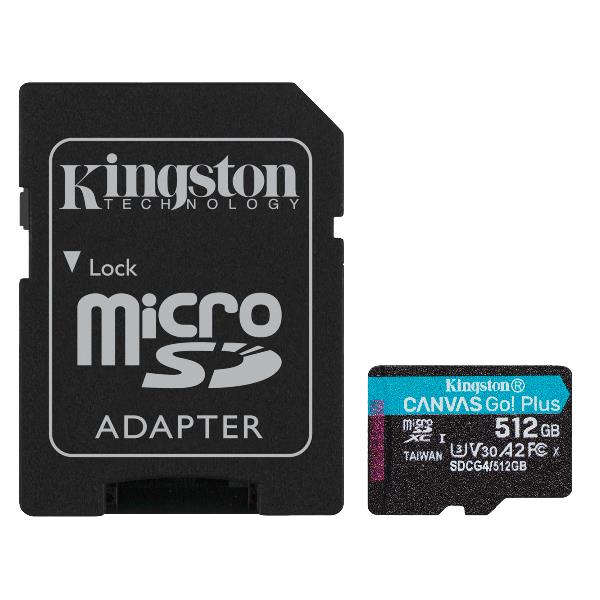 Tarjeta de Memoria Kingston CANVAS Go! Plus 512GB microSD XC con Adaptador/ Clase 10/ 200MBs_1
