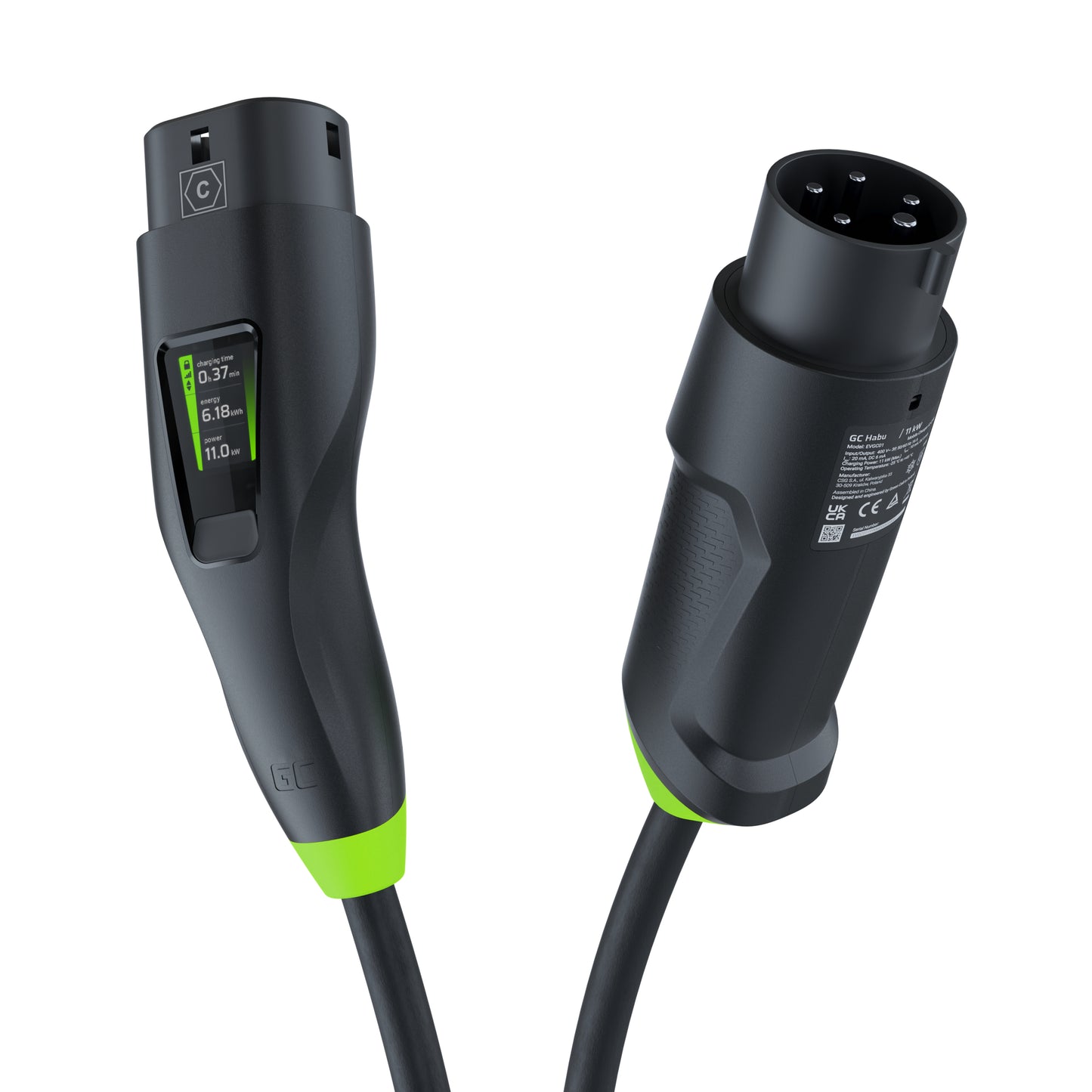 Green Cell Habu EV Mobile Charger 11 kW 7 m Type 2 to CEE 16 A for Charging Electric Vehicles EV PHEV 2in1 Wallbox with GC App_0