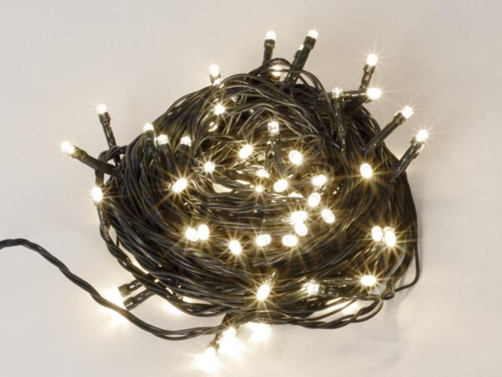 Luz brilhante LED - 12 m - 80 lâmpadas brancas - fio verde - modulador - 24 V_0