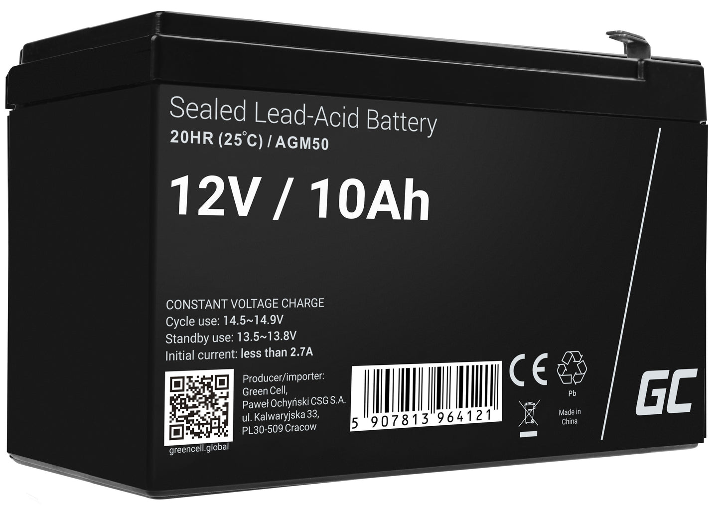 Green Cell AGM VRLA 12V 10Ah maintenance-free battery for UPS units_1