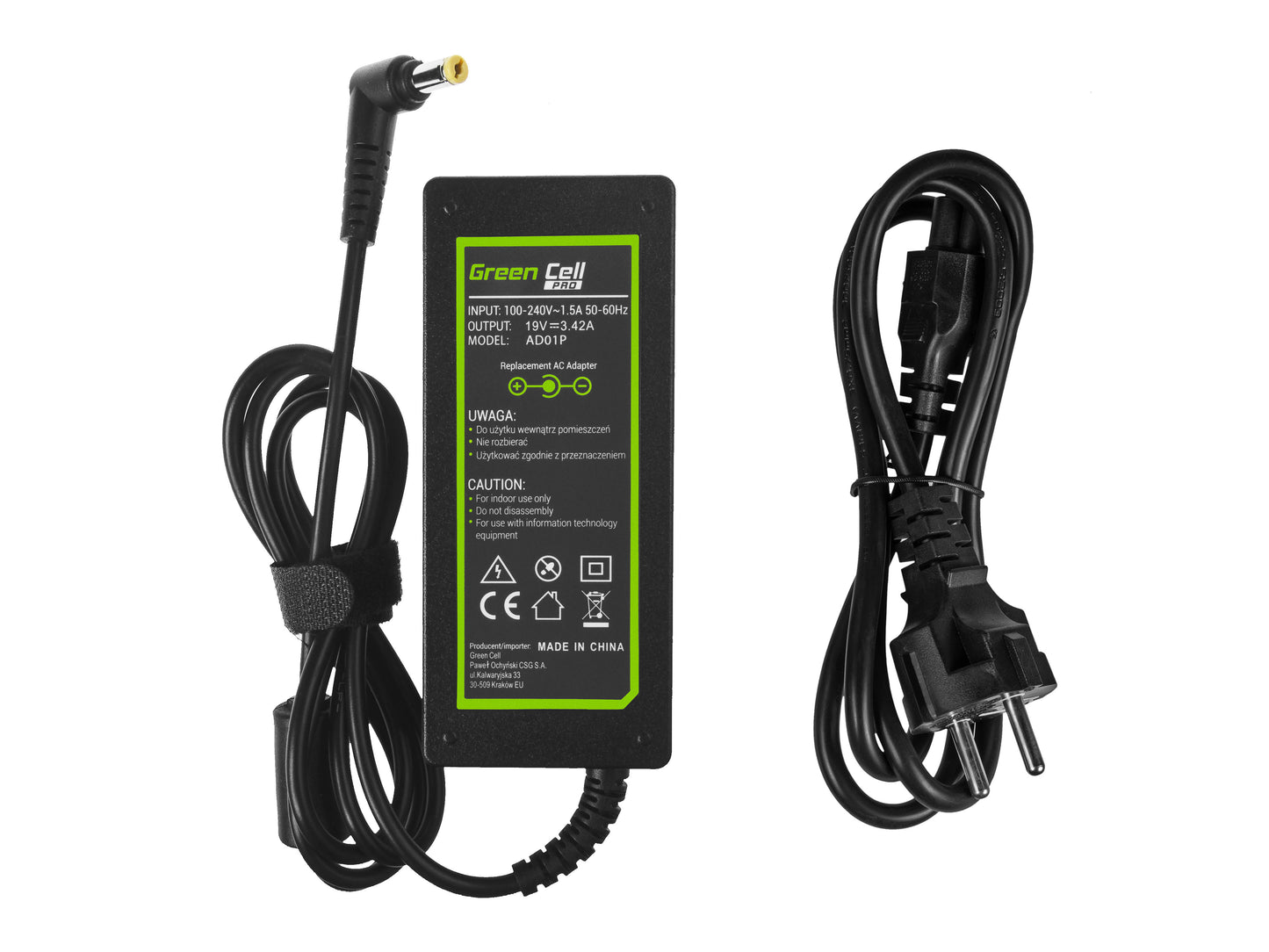 Green Cell PRO Charger / AC Adapter 19V 3.42A 65W for Acer Aspire 5741G 5742 5742G E1-521 E1-531 E1-531G E1-570 E1-571 E1-571G_4