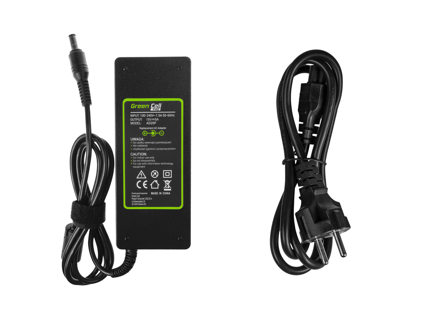 Green Cell PRO Charger / AC Adapter 15V 5A 75W for Toshiba Tecra A10 A11 M11 Satellite A100 P100 Pro S500_2