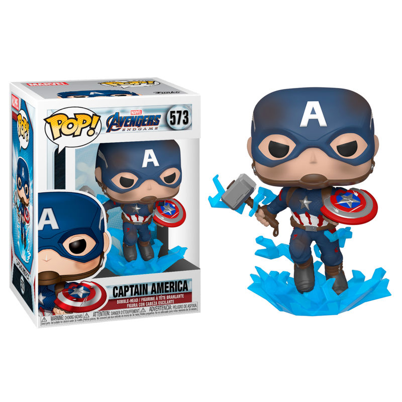 Figura POP Marvel Avengers Endgame Captain America with Broken Shield & Mjolnir_0