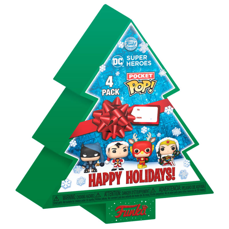 Arbol con 4 figuras Pocket POP DC Comics Happy Holidays_0