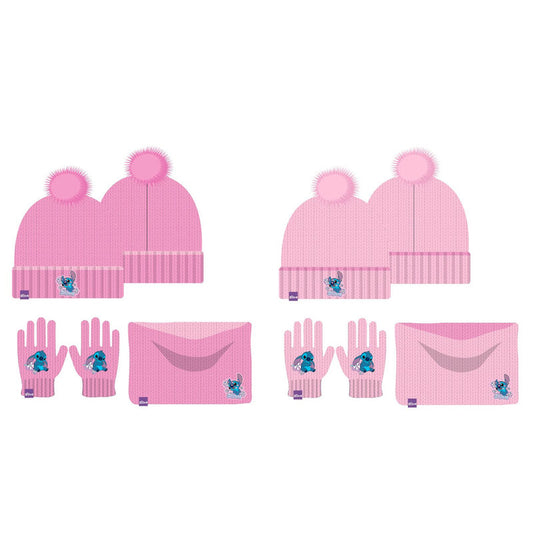 Conjunto gorro guantes braga cuello Stitch Disney infantil_0