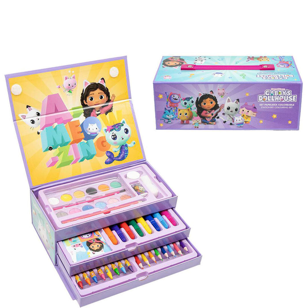 Maletin papeleria coloreable La Casa de Muñecas de Gabby_0