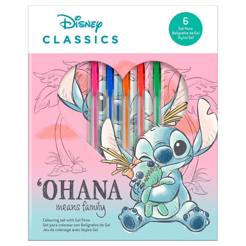 Blister cuaderno + 6 boligrafos gel Stitch Disney_0