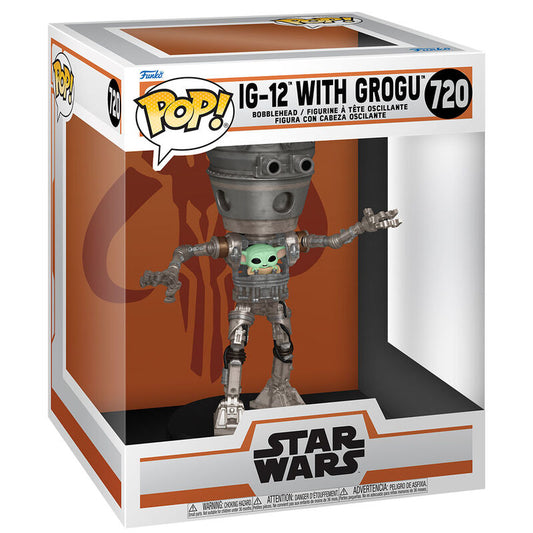 Figura POP Deluxe Star Wars The Mandalorian IG-12 with Grogu_0