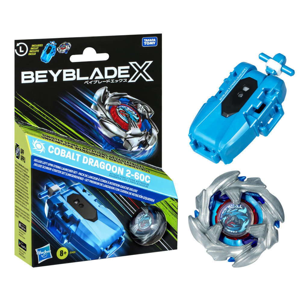 Set Premium lanzador con cuerda y top Cobalt Dragoon 2-60C Beyblade X_0