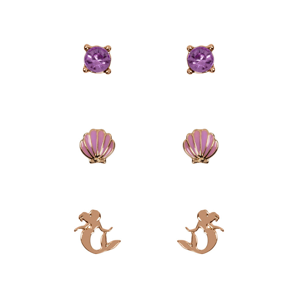 Set 3 Pares de pendientes La Sirenita Disney_0