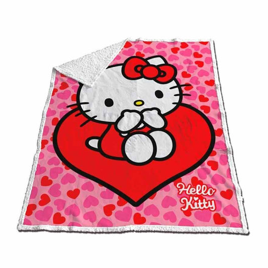 Manta coralina sherpa Hello Kitty 120x150cm_0