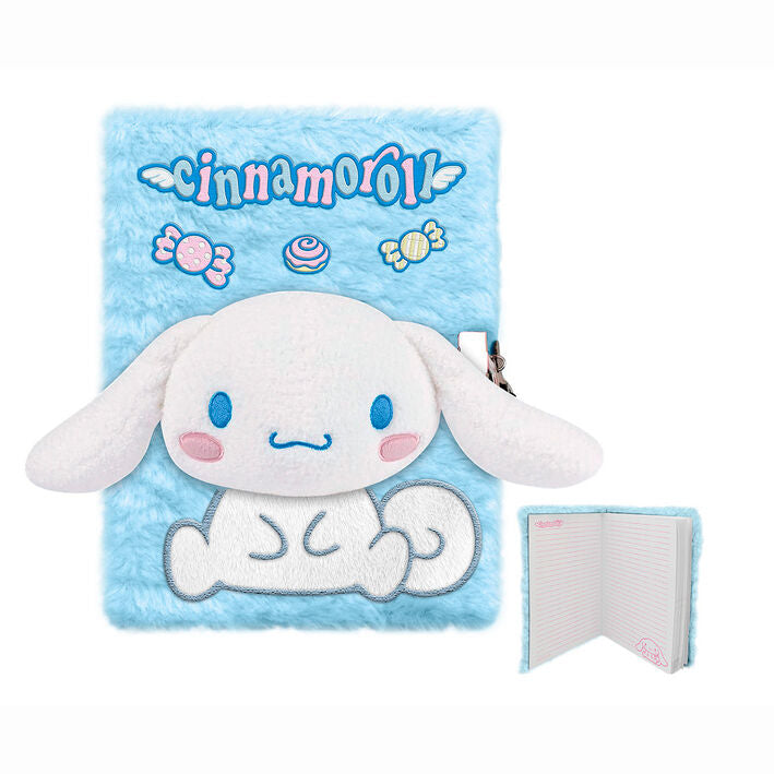 Cuaderno peluche A5 Cinnamoroll Hello Kitty_0