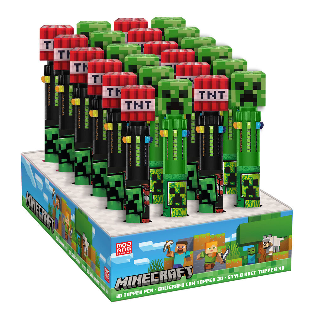 Boligrafo 10 colores topper 3D Minecraft surtido_0