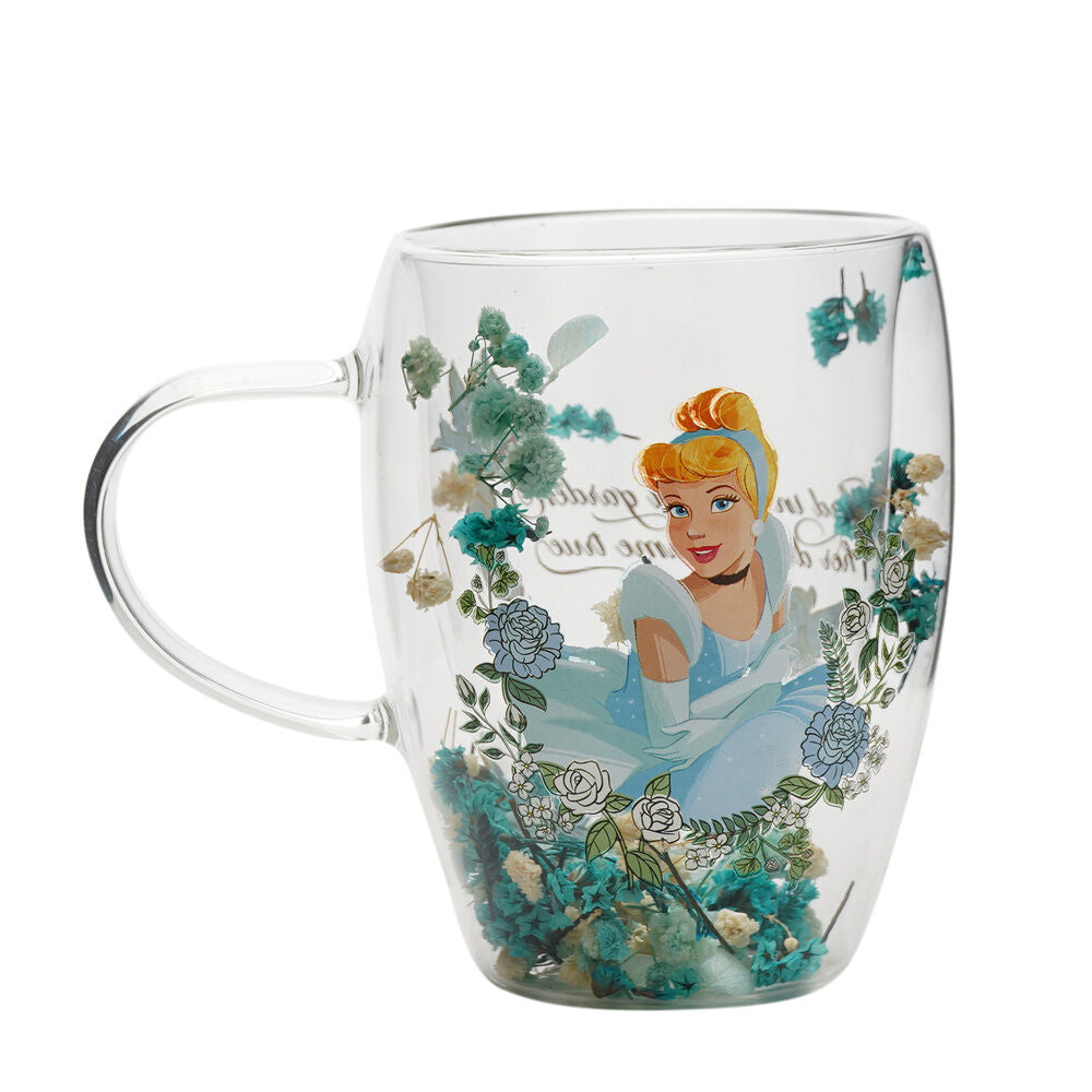 Taza cristal flores secas Cenicienta Princesas Disney_0