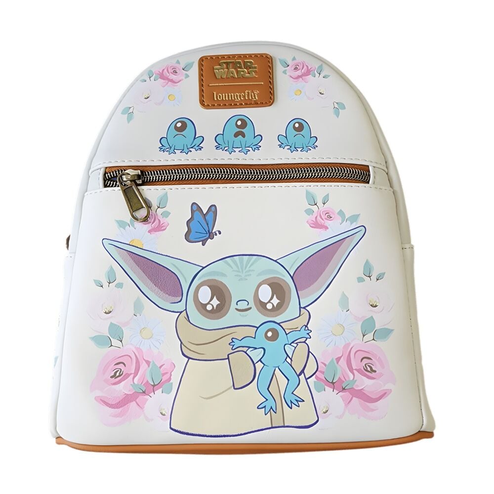Mochila Lucas Grogu With Frogs Brown Trim Star Wars Loungefly 26cm_0