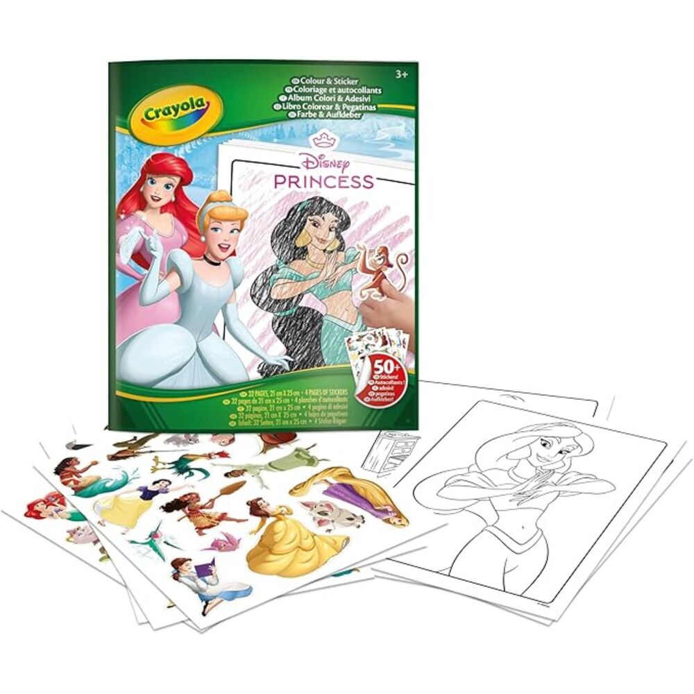 CRAYOLA ALBUM COLOR & STICKER DISNEY PRINCIPESSE_1