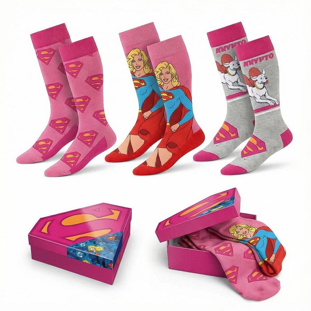 Set 3 pares calcetines Supergirl Superman DC Comics adulto surtido_0