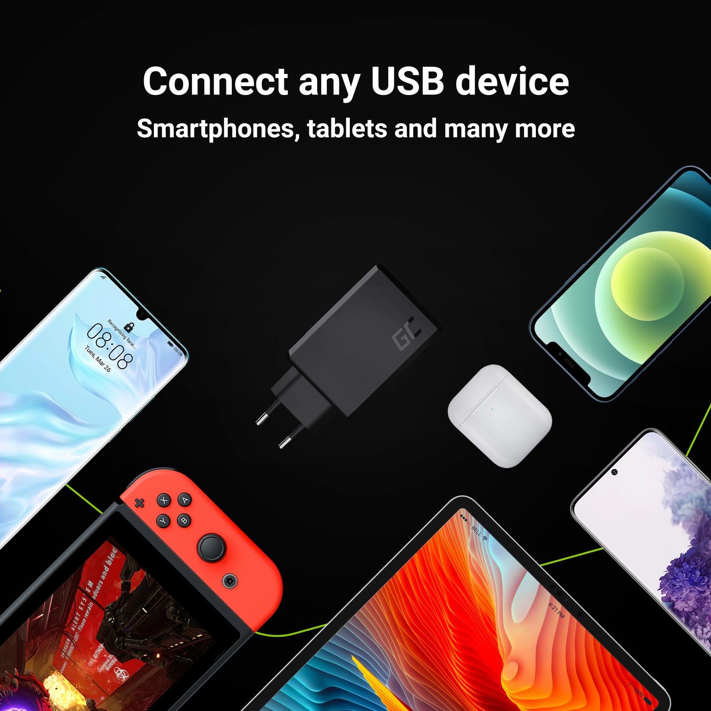 Wireless charger Green Cell GC ChargeSource 3 3xUSB 30W with Ultra Charge and Smart Charge_3