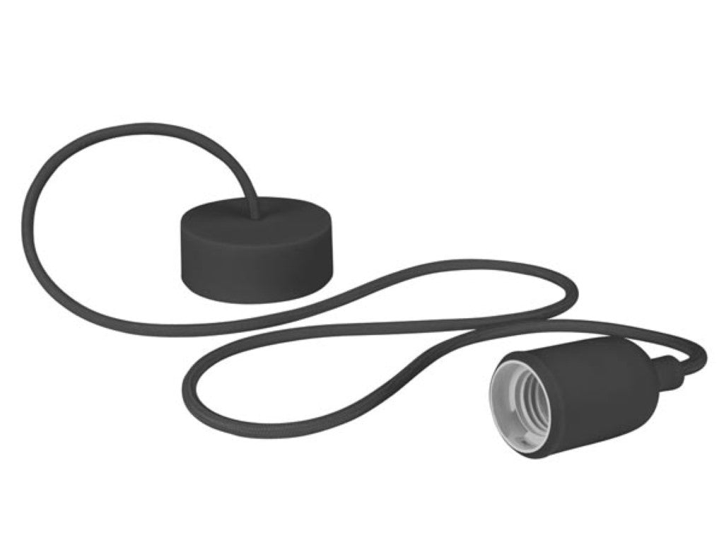 SUPORTE PARA LÂMPADA COM FIO EM TECIDO - PRETO_0