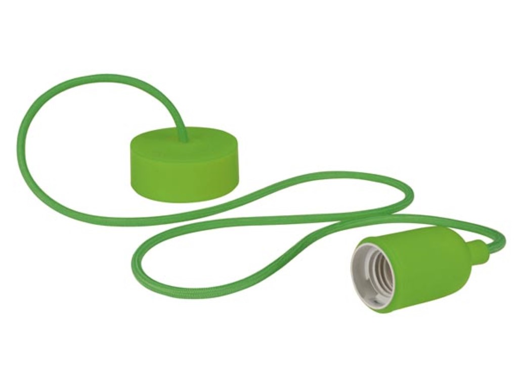 SUPORTE PARA LÂMPADA COM FIO EM TECIDO - VERDE_0
