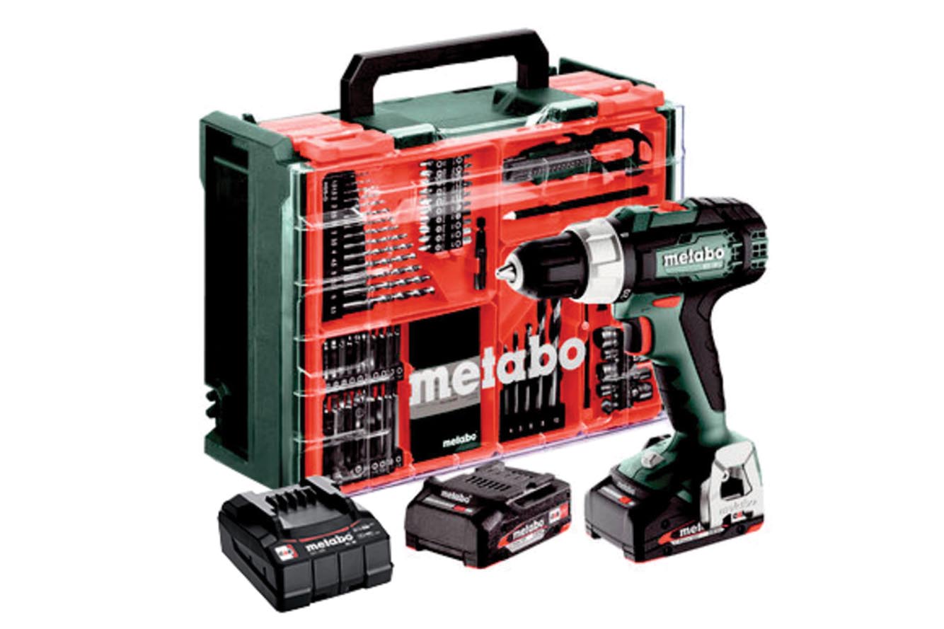 Conjunto de berbequim-aparafusadora sem fios BS 18 L, 18V 2 x 2Ah Li-power, carregador SC 30, mala de transporte em plástico, oficina móvel_0
