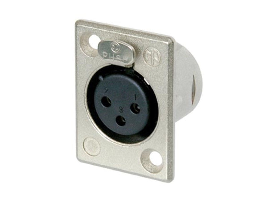 NEUTRIK - CONECTOR DE MONTAGEM XLR, FÊMEA DE 3 PINOS, CONTATOS DE SOLDA, CARCAÇA DE NÍQUEL, CONTATOS DE PRATA_0