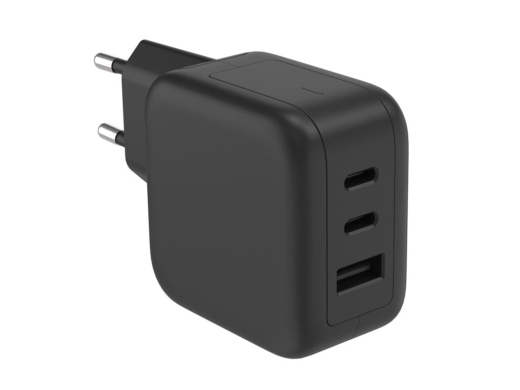 Carregador rápido USB com tecnologia GaN Fast - 3 saídas - USB-A e 2 x USB-C - 67W_0