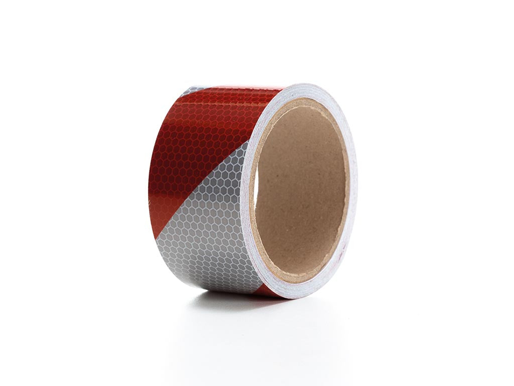 Fita reflectora em favo de mel 5cm x 5m - Vermelho/Branco_0