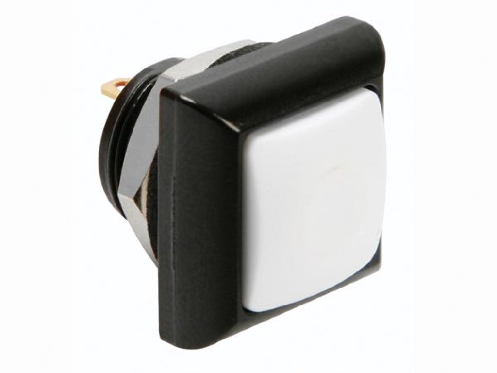BOTÃO MINI QUADRADO DE METAL COM BOTÃO BRANCO 1P SPST OFF-(ON)_0