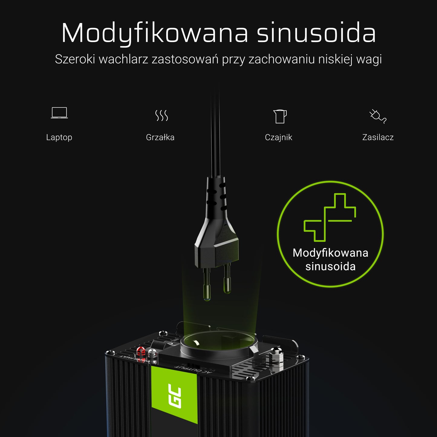 Car inverter voltage converter Green Cell INV08 12V to 230V 1000W/2000W, modified sine wave_3