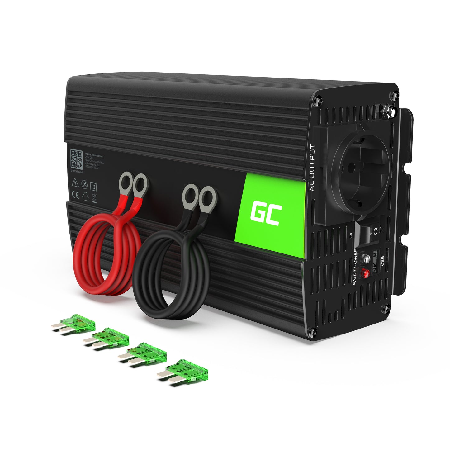 Car inverter voltage converter Green Cell INV08 12V to 230V 1000W/2000W, modified sine wave_0