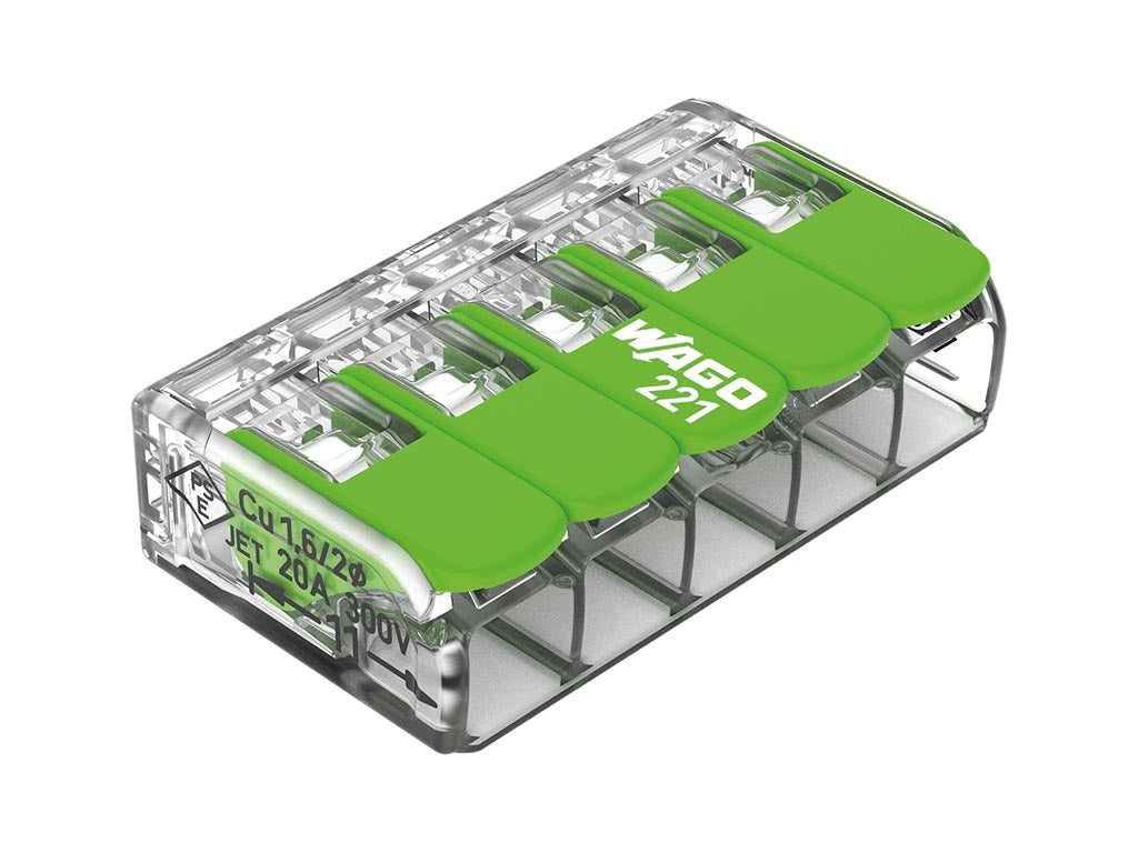 Conector de junção compacto 5 x 0,2 - 4 mm² para todos os tipos de fios - verde_0