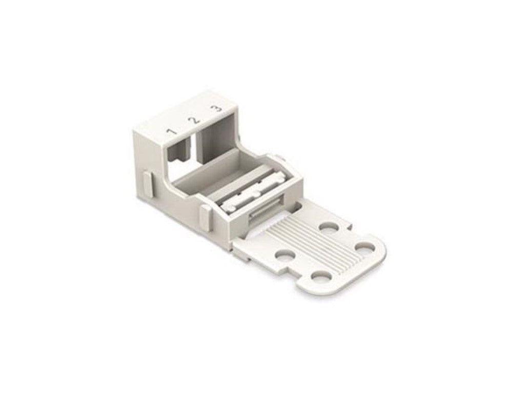 BASE DE MONTAGEM - PARA BLOCOS TERMINAIS DE 3 CONDUTORES - SÉRIE 221 - 4 mm² - MONTAGEM COM PARAFUSO - BRANCO_0