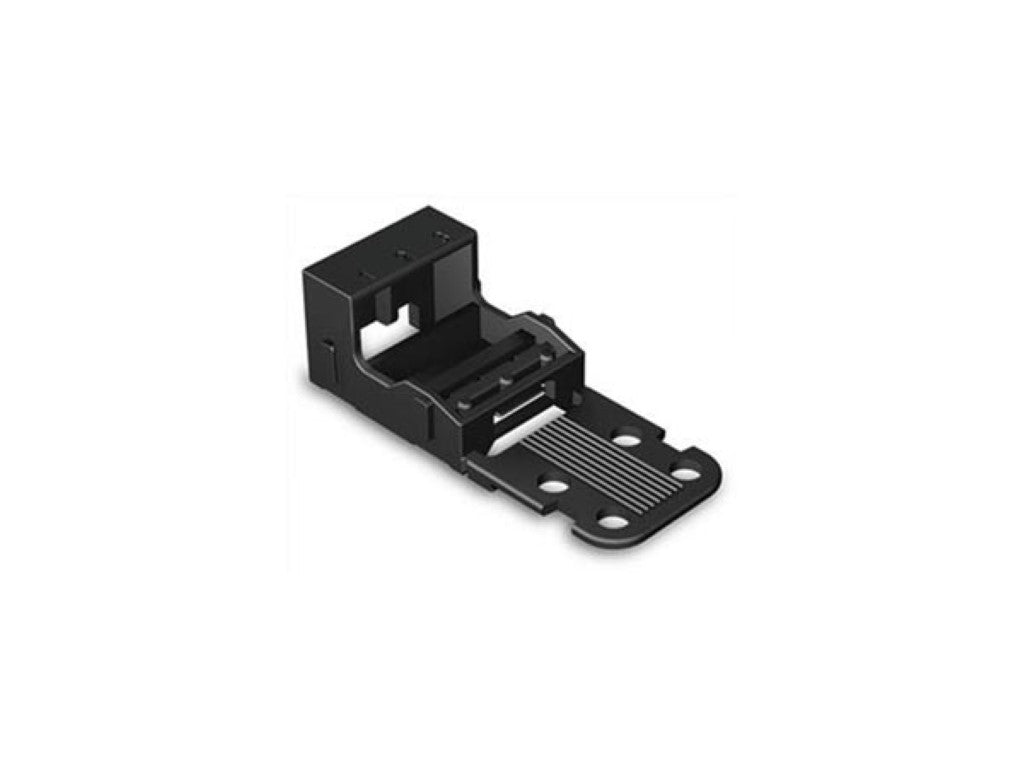 BASE DE MONTAGEM - PARA BLOCOS TERMINAIS DE 3 CONDUTORES - SÉRIE 221 - 4 mm² - COM BASE DE ENCAIXAR PARA MONTAGEM HORIZONTAL - PRETO_0