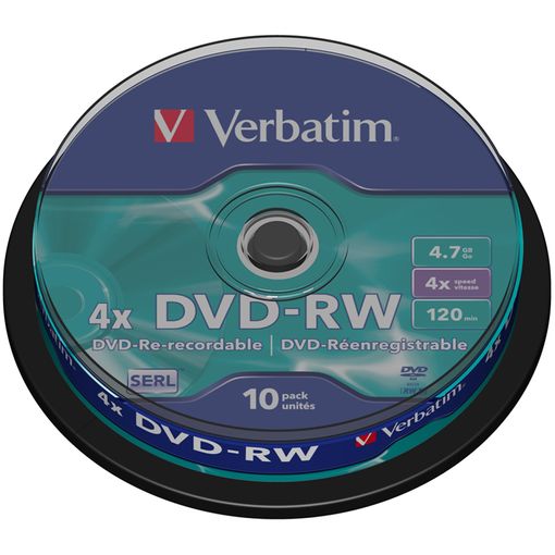 DVD-RW Verbatim / Prata Matte / 4,7GB 4x Speed / 1x10 Cakebox - 43552_0
